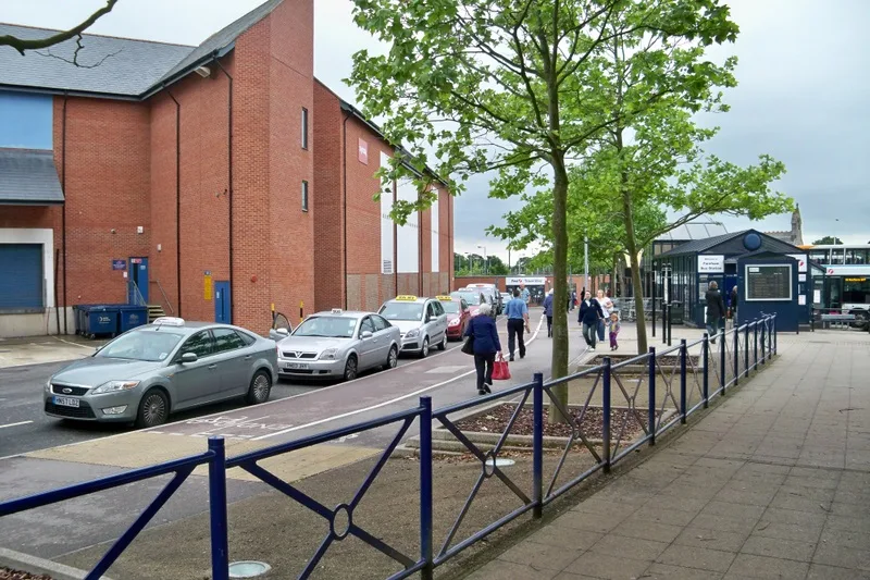Taxis waiting at the rank beside Fareham bus station. The council's figures cover licensed drivers wherever they work, not this rank